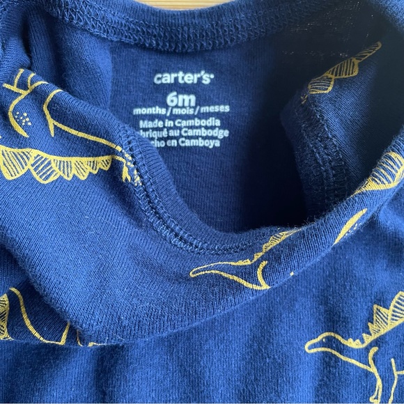 Stegosaurs Dinosaur Navy Blue & Gold Snap Button Footless Long Sleeve Sleeper 🦕 - Picture 4 of 6